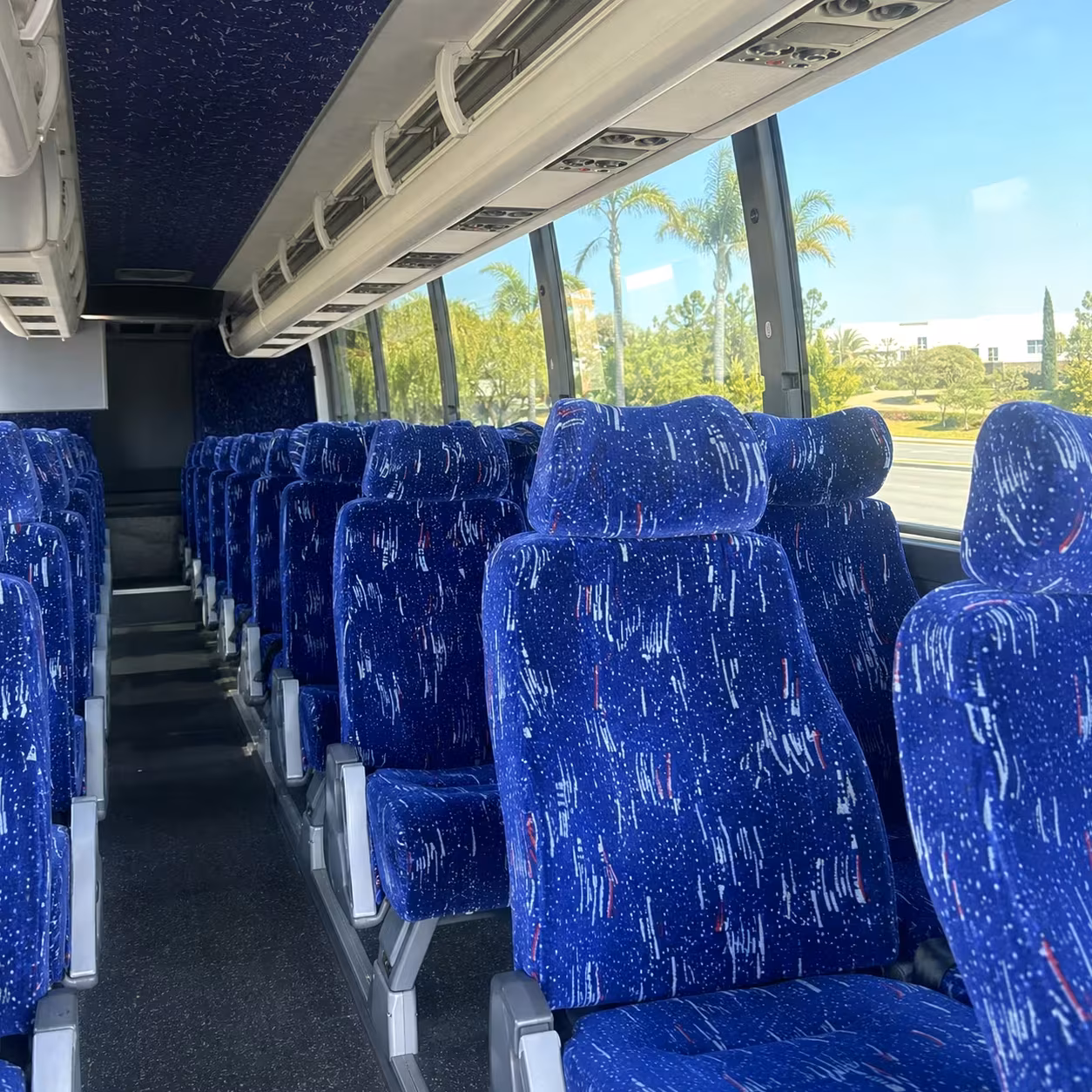 56 passenger charter bus inside